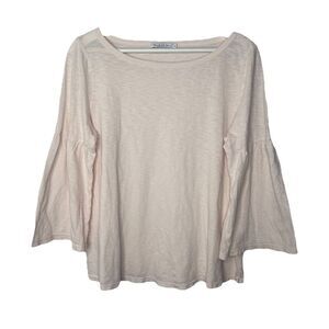 MICHAEL STARS Supima Cotton Slub Misty Boat Neck Peasant Top 